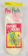 NIP NWT Vintage Pro Peds Socks White Pink Pom Pom Tassel One Size Fits 8.5-11.5