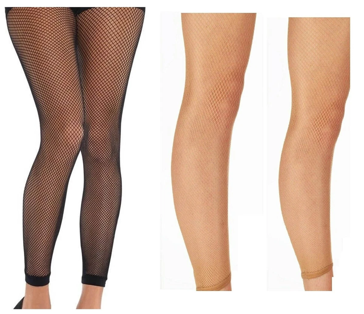 Fishnet Tights Footless Elasticated Hem For Fashion and Dance Girls Women Size