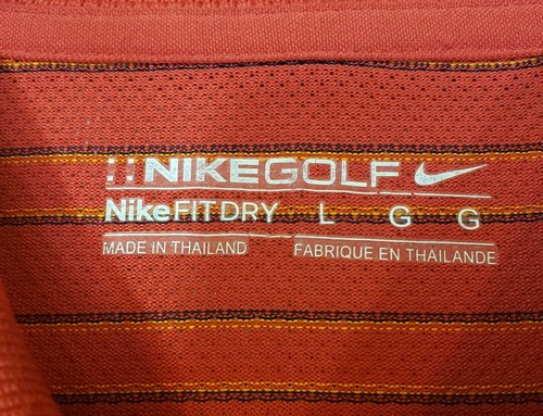 Men's Nike Golf Dry Fit Polo Shirt Short Sleeve Red Striped Large Button Casual - Picture 4 of 6