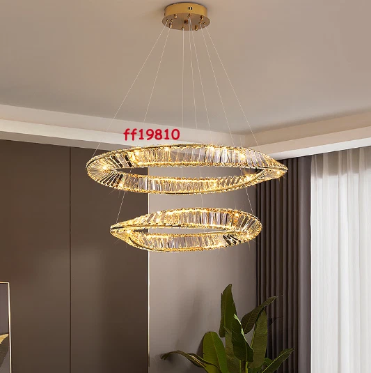 Modern Large Chandelier Twist Crystal Ring Ceiling Light Lighting Fixtures