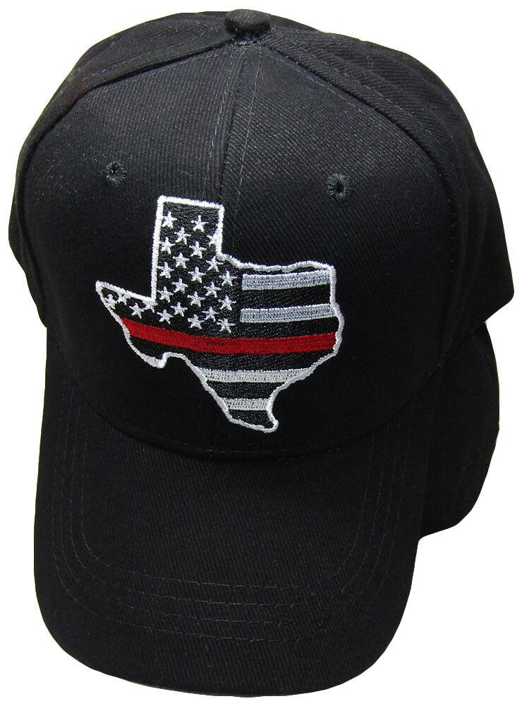 Texas Thin Red Line Firefighter Hat - Adjustable Embroidered Cap For Fire Department Support