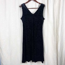 H Halston crackle velvet black sleeveless shift dress evening formal cocktail