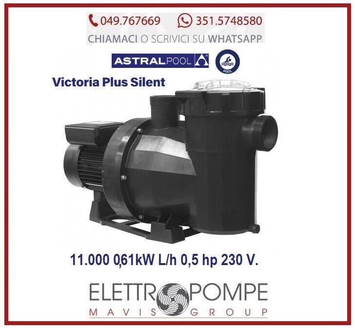 ASTRALPOOL 65560 POMPA VICTORIA PLUS SILENT  HP 0,75 MONOFASE 11.000 L/H