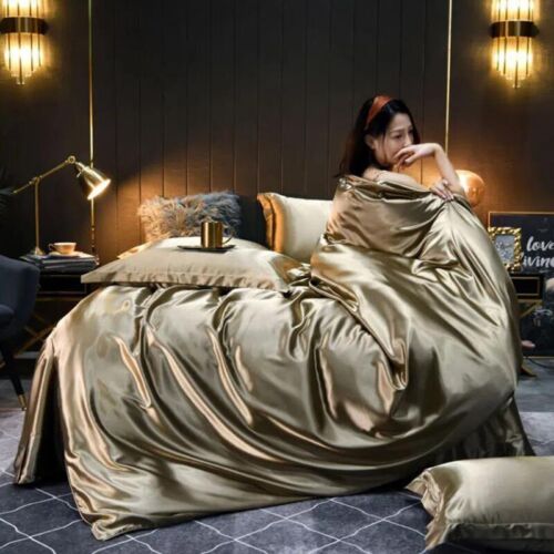 2023 Home Silk Blended Fabric Set Bedding, Bedding, Bed Sheets, Pillowcases - Picture 1 of 55