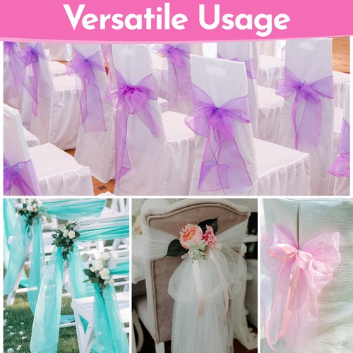 Silla de organza de boda fajas ancho lazo completo para decoración de fiesta 1x-100x - Imagen 321 de 391