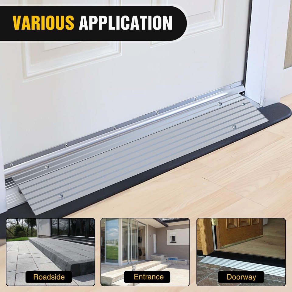 1-5'' Rise Aluminum Threshold Ramp Portable Wheelchair Door Entry Ramp ...