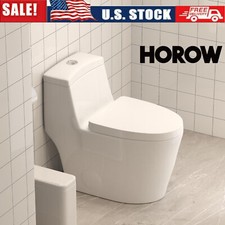 HOROW One-piece Toilets Bathroom Dual Tornado Flush Toilet 1.28GPF w/ Soft Seat