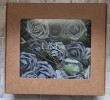 Ling's Moment Realistic Fabric Blue Long Stemmed Roses Box Of 23