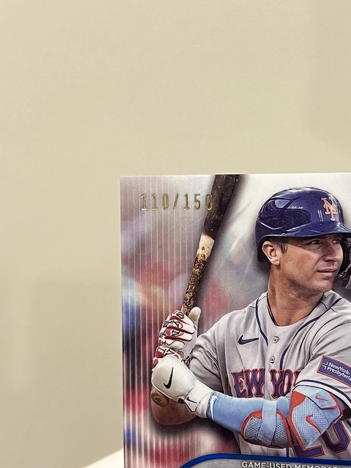 2024 Topps Tribute Pete Alonso Dual Jersey Relic Blue 110/150 Mets - Image 2 of 4