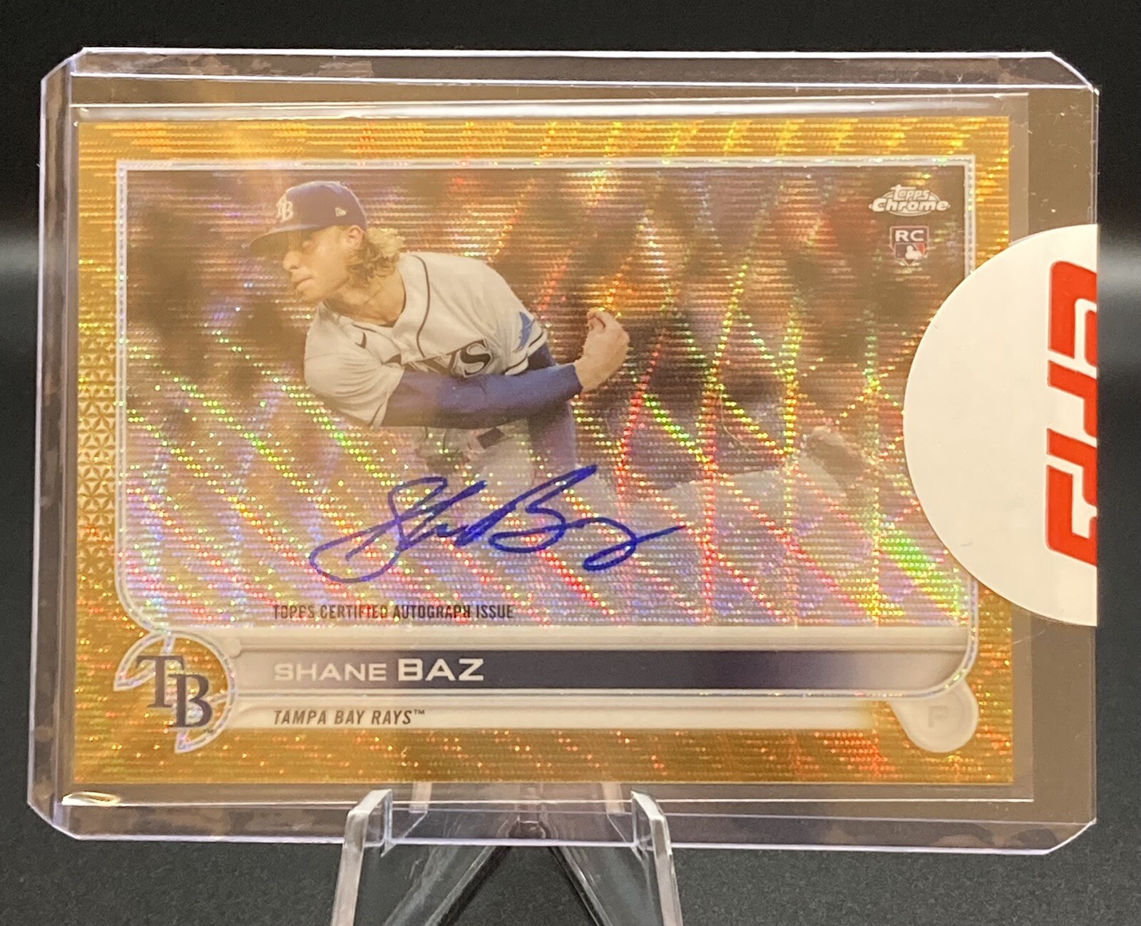 2022 Topps Chrome SHANE BAZ /50 GOLD WAVE REFRACTOR AUTO TAMPA BAY RAYS RC
