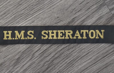 Royal Navy Cap Tally Ribbon - H.M.S. Sheraton - Ton Class Coastal Minensucher
