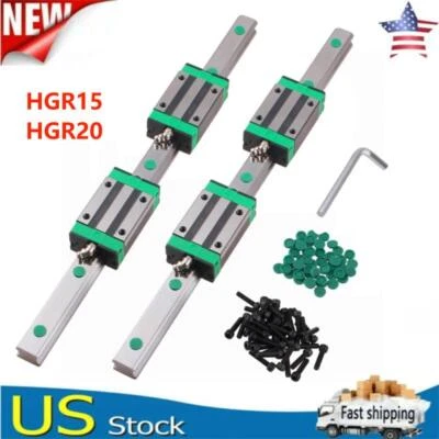 CNCMANS 2X HGR15 HGR20 Linear Guide Rail + 4x HGH15CA HGH20CA Block CNC 3D Printer DIY