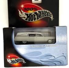 100% Hot Wheels Black Box 1963 Cadillac Fleetwood Hearse - White Bad Box H13
