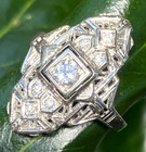 Vintage Diamond Art Deco Ring Estate Fine Jewelry Pre-Owned Filigree Size 5.25