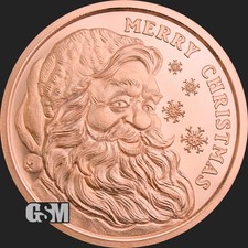 20X 2026 - Merry Christmas Santa Claus 1 Oz .999 FINE COPPER BU Round  IN STOCK!