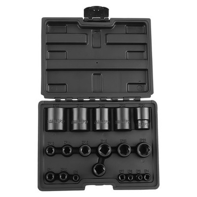 19 PC External Plus Socket Set 6 Point EP Socket EP4, EP5, EP6, EP7, EP8, EP10
