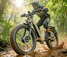 Dual Motor 2000W Electric Bike 26" Fat Tire E-Bike 48V 17.5Ah Hydraulic Brakes