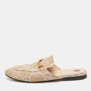 Mules plates Gucci beige GG toile Princetown Horsebit taille 40