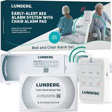 Lunderg Bed Alarm for Elderly Adults Chair Alarm Set, Wireless Early-Alert Pad