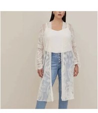 NWT TORRID Ivory Lace Open Front Cardigan Duster Kimono 3/4 Sleeve 2x 18-20