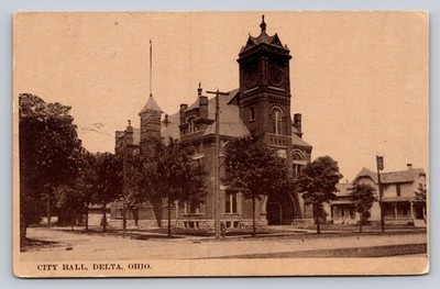 Postcard c1910 City Hall Delta  Ohio P907