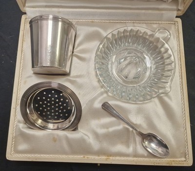 Christofle Schatulle - Vintage Zitruspresse - versilbertes Metall, Kristall