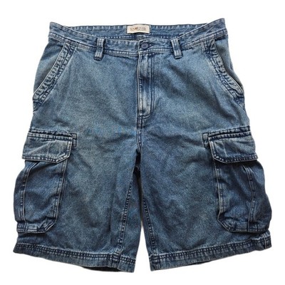 Sun River Denim Cargo Shorts Mens 34 Blue Jean Cotton Utility Casual Summer