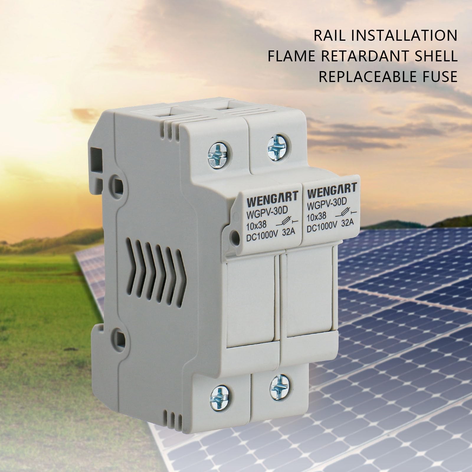 Solar Fuse Holder WGPV-30D,2 Pole DC1000V 35mmDIN Rail Mount Fuse Holder for ...