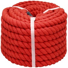 Red Rope 3/4 in x 50 ft Natural Cotton Rope for CraftsRailingsHammockDecorati