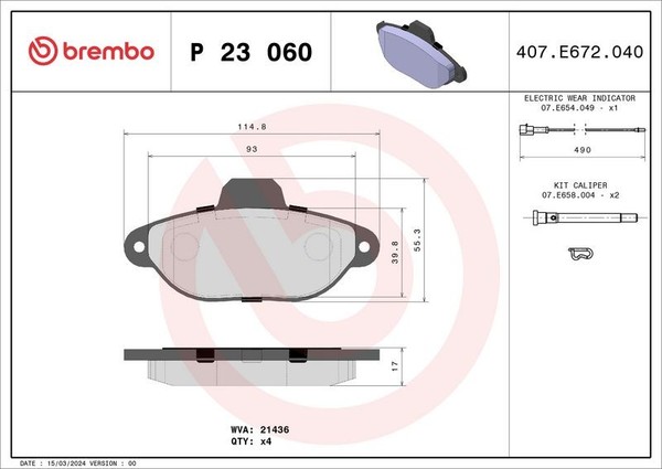 Brembo Bremsbelagsatz, Scheibenbremse P 23 060 FüR Fiat Lancia Ford Zastava-image