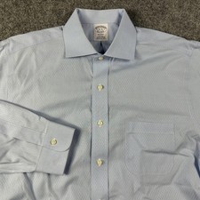 Brooks Brothers Dress Shirt Mens 16 34/35 Blue Check Regent Non Iron Long Sleeve