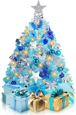 2ft Mini Christmas Tree Small Tree with Lights Prelit Blue Tabletop Holiday New