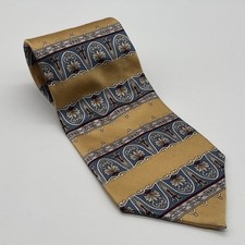 Monsieur Givenchy 100 Silk Tie Made In USA Abstract Pattern Gold 57" X 4"