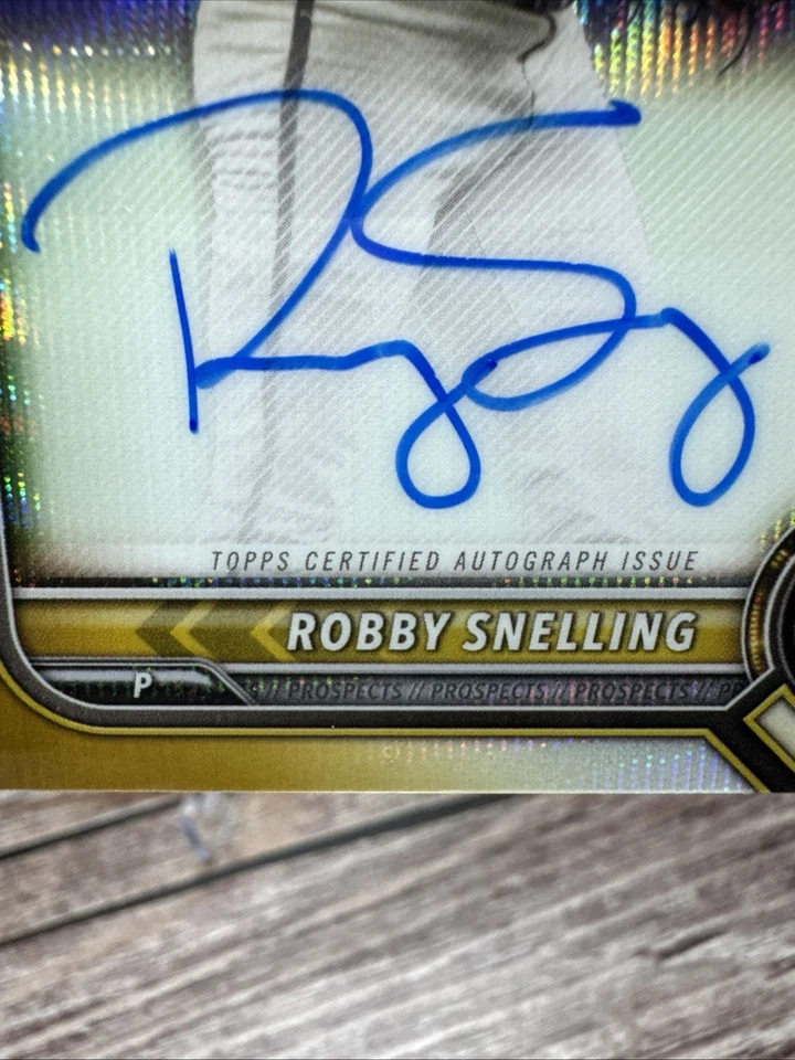 2022 Bowman Draft Robby Snelling Chrome Gold Wave Auto /50 #CDA-RS (RC) - Image 4 of 4