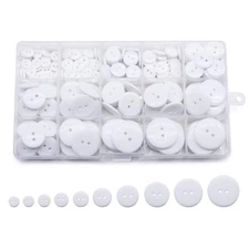 SEMINI Mixed Size 8mm-25mm 280Pcs White Resin Buttons, 2 Holes, Craft Buttons...