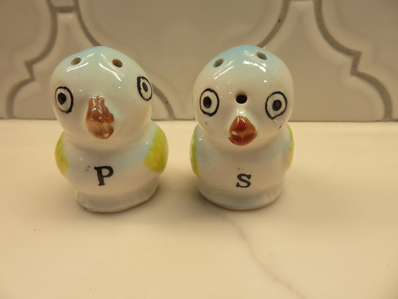 Vintage Big-Eyed Little Blue Birds Salt and Pepper Shakers