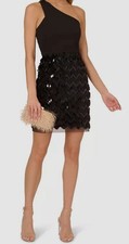 Adrianna by Adrianna Papell Women's Black Sequined One-Shoulder Dress Size: 8