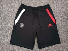 NEW £45 Adidas Manchester United Travel Shorts Season 22 / 23 Sweat Black Size M