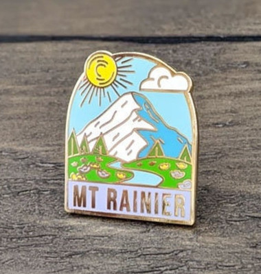 Mount Rainier National Park Enamel Travel Pin - Gift or Souvenir