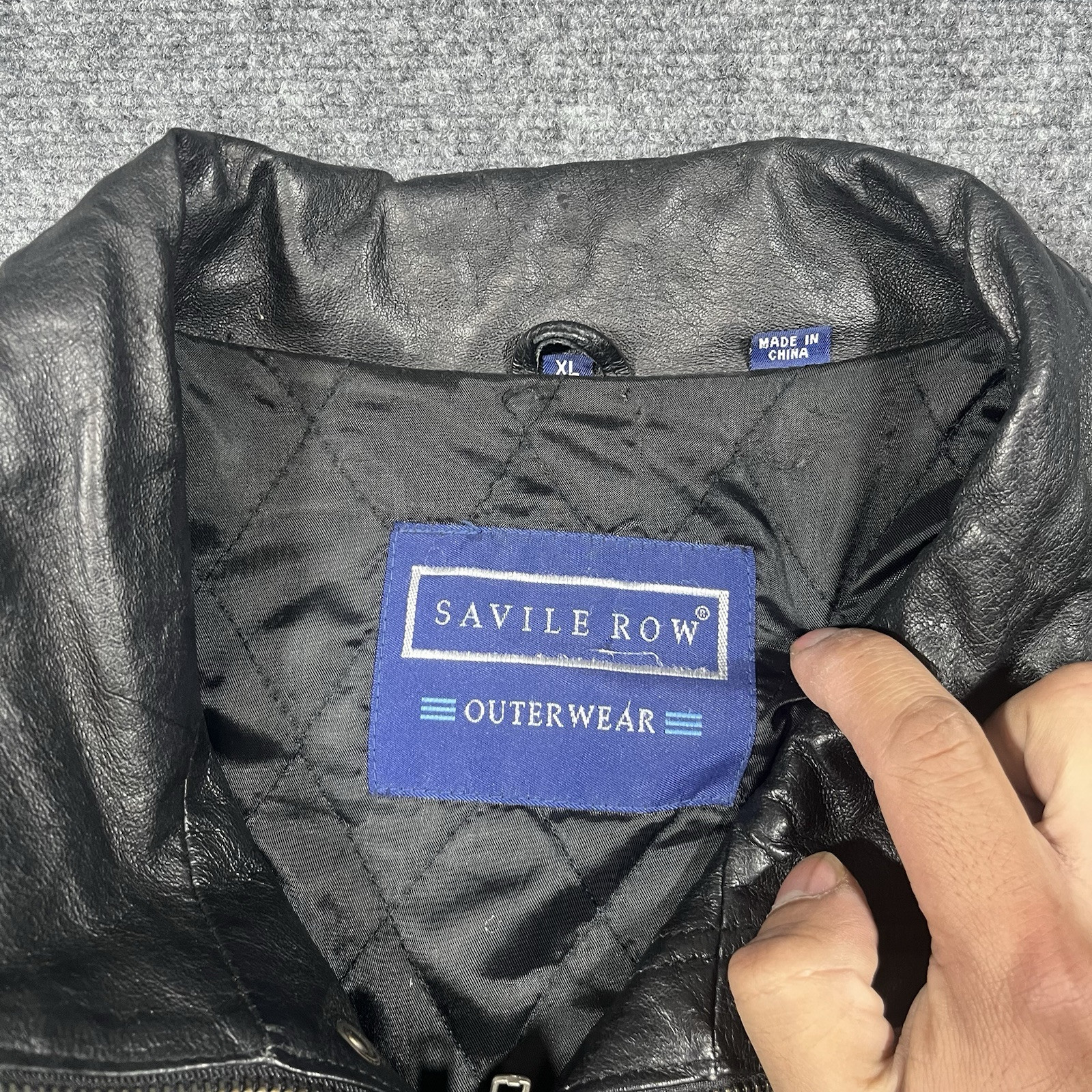 FILA Savile Row Giacca Pelle Uomo Extra Large Bomber Stile Moto Trapuntata Rock Punk