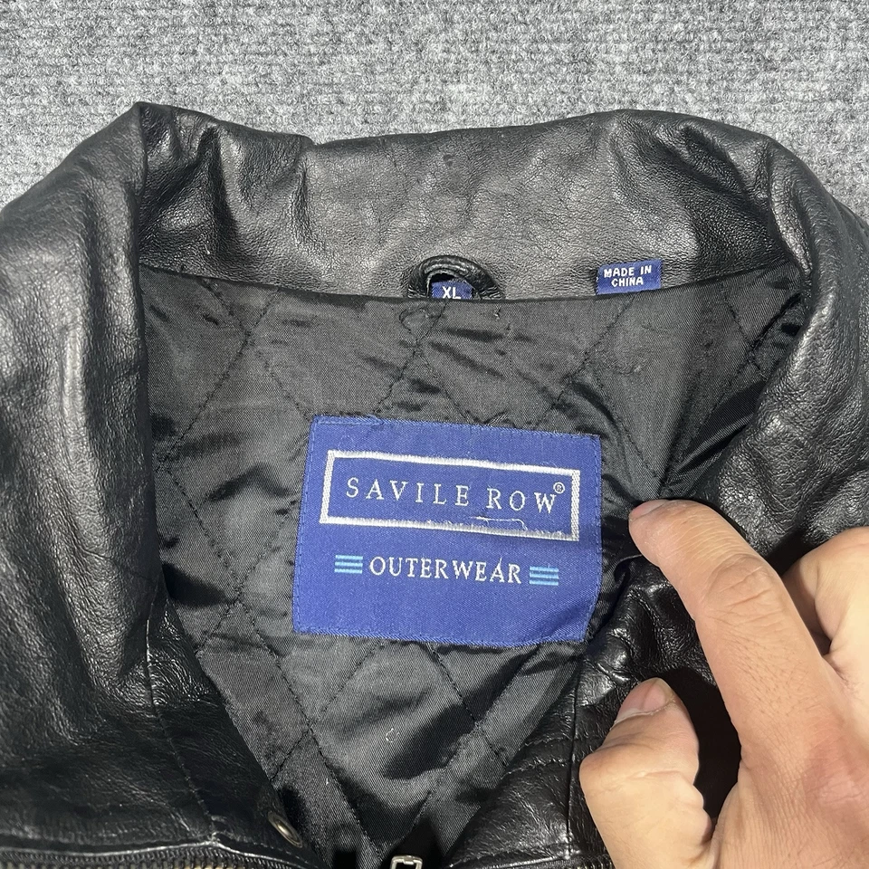 Savile Row Leather Jacket Mens Extra Large Bomber Moto Style Quilted Rock Punk - Image 3 of 4