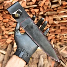 Handmade Black Leather Sheath For Knife Double Edge Dagger Blade Case