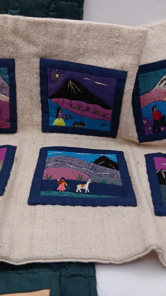 Tapeçaria de parede peruana tecida à mão arte popular pendurada na parede - Imagem 3 de 4