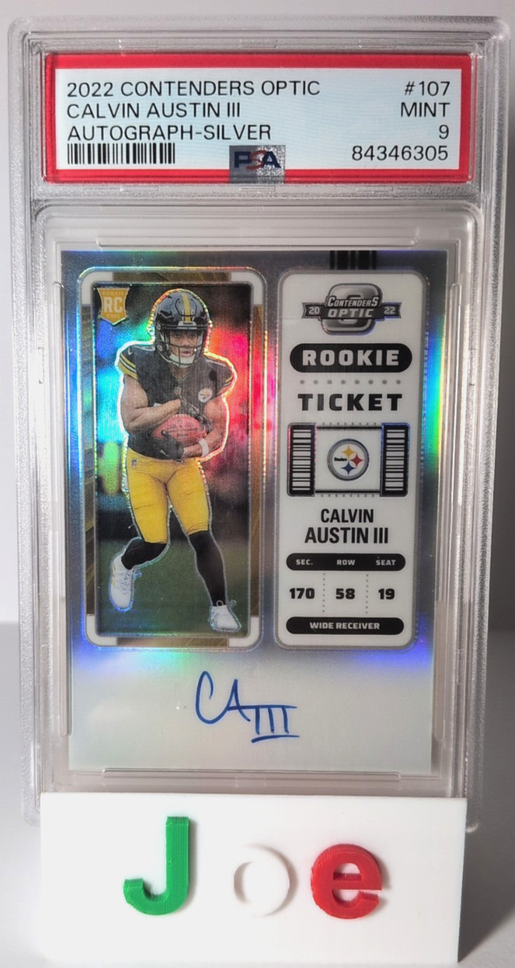 2022 PANINI CONTENDERS CALVIN AUSTIN III ROOKIE AUTOGRAPH TICKET #107 PSA 9