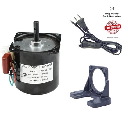 Durable 60KTYZ 110V Synchronous Gear Motor with Fixed Bracket & Power Cord