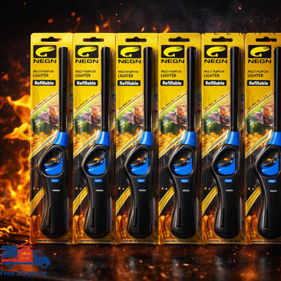 Neon Multi-purpose Refillable Lighters Fire place Grill Gas Stove BBQ (5 Packs)