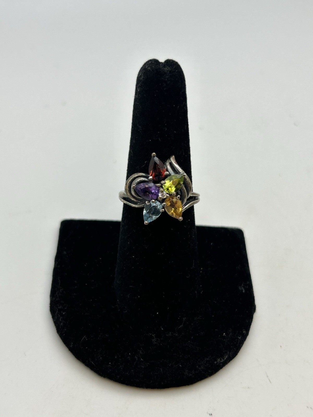 Beautiful Sterling Multi Rhinestone Ring - image 1