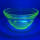 Vintage 6" Green Uranium Depression Glass Mixing Bowl Ribbed
