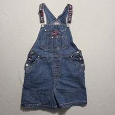Vintage BUM Equipment Size Large Blue Denim Shortalls Short Overalls 90s