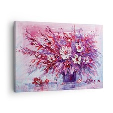 Quadro su Tela 70x50cm Impasto Fiori Rosa Stampe Immagini Quadri Moderni Murale